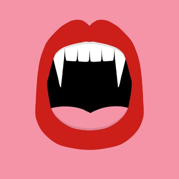 Halloween vampire sharp fangs mouth illustration