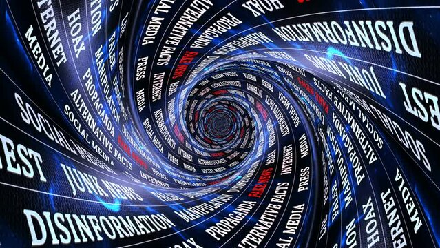 FAKE NEWS Keywords on the Tunnel Walls, Animation, Background, Loop, 4k
