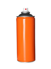 Orange can of spray paint isolated on white