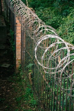 barbed wire fence from the parking