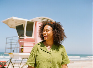Obraz premium Portrait of smiling woman on film