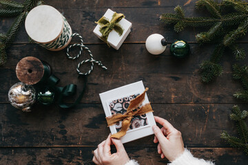 Rustic christmas gift wrapping. 