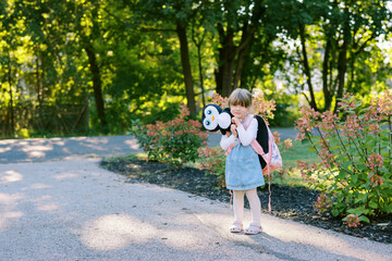 Little girl's first day of preschool