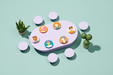 a miniature of Office during the meeting with avatars.