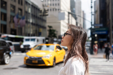 Professional woman in busy city