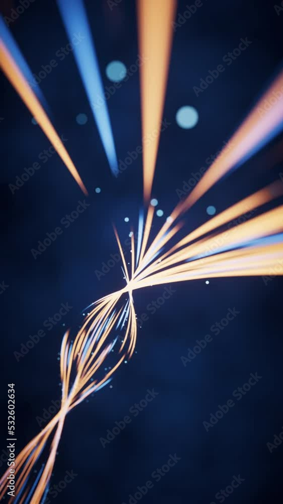 Poster flowing curves with glowing neon lines, 3d rendering.