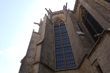 Fototapeta na wymiar the upshot of Carcassonne Cathedral's large windows