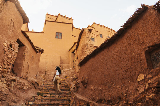 Tourist in a village in morocco