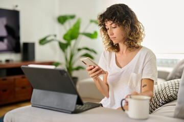 using smartphone at home