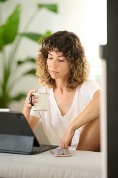 Woman Watching Video On Tablet