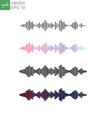 Obraz premium Audio signal or sound wave frequency element Music pulse signal. speaker rhythm graphic. Sound, wave, waveform, audio equalizer, level, voice icon. Vector illustration Design on white background EPS10