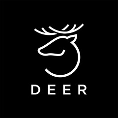 Deer Logo Linear vector, Horns, , moose, Cervinae, muntjac, fallow deer, chital, Capreolinae, reindeer, chevrotains And deer Line Logo vintage luxury Design Illustration. © arbain