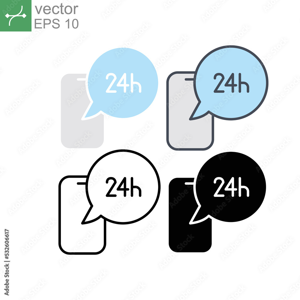 Poster call center 24 hours with mobile phone. full time service. smartphone 24 technical support for mobil