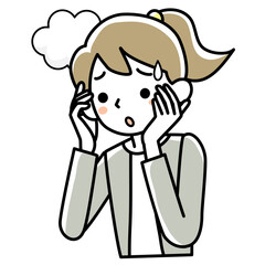 頭が混乱して困っている若い女性の上半身