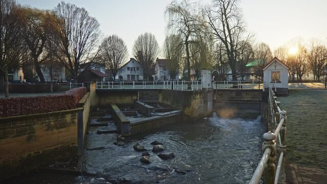 POV walking footage of historic architecture in Valkenburg, Zuid-Limburg, the Netherlands.