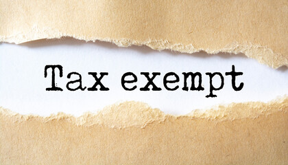 White paper and brown background with tax exempt words