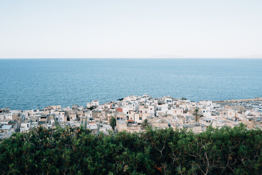 Overhead image of the buildings and village of Marettimo, Egadi island