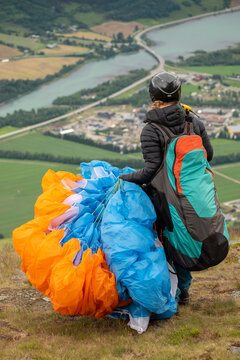 Young girl Parapent Carring Ready for a fly