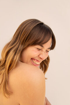 Real candid laugh portrait