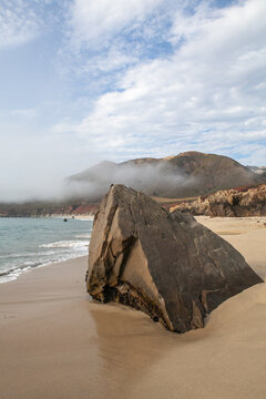 Interesting pointed rock on beautiful Big Sur Coast on the Pacific Coast of California