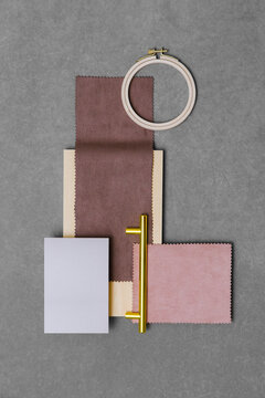 A design set of different materials for interior design