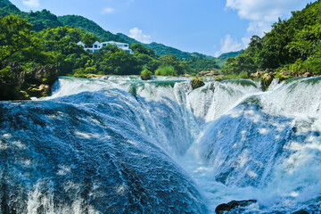 Yinlianzui waterfalls in Huangguoshu waterfall national park Guizhou China