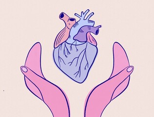 Purple anatomical heart minimal illustration 