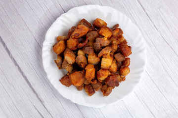 Pork rinds (torresmo), typical Brazilian food.