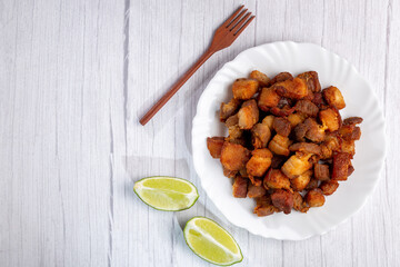 Pork rinds (torresmo), typical Brazilian food.