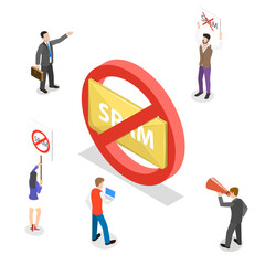 Isometric flat  concept of no spam.