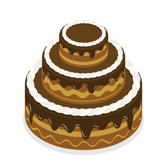 3D Isometric Flat  Concept of Chocolate Cake