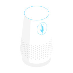 3D Isometric Flat  Concept of Smart Speaker.