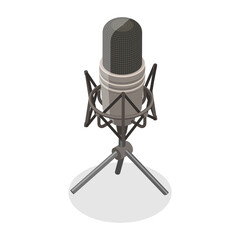 3D Isometric Flat  Concept of Microphone