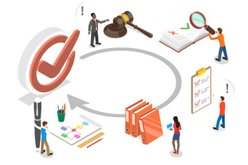 3D Isometric Flat  Concept of Regulatory Compliance.