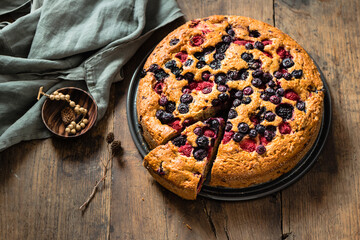 Blueberry and raspberry cake