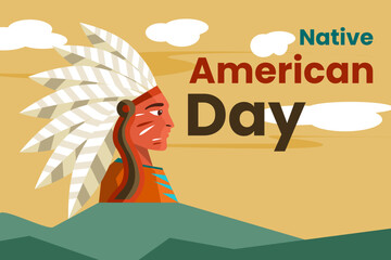 Illustration vector graphic of native american day. Good for poster.