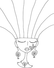 Black and white beauty hair mandala pattern design vector drawing