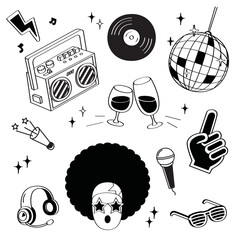 Hand drawing styles Disco. Disco doodle.
