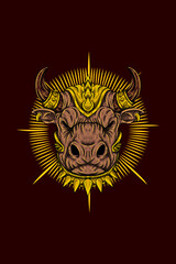 Warrior bull head vector illustration