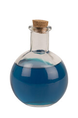 Bottle of magic potion isolated on a white background. Cut out.