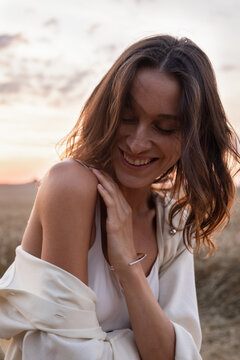 Girl in modern clothes having fun outdoor 
