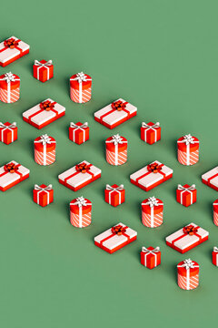 rows of Christmas gifts