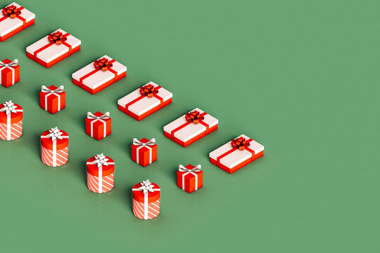 rows of Christmas presents