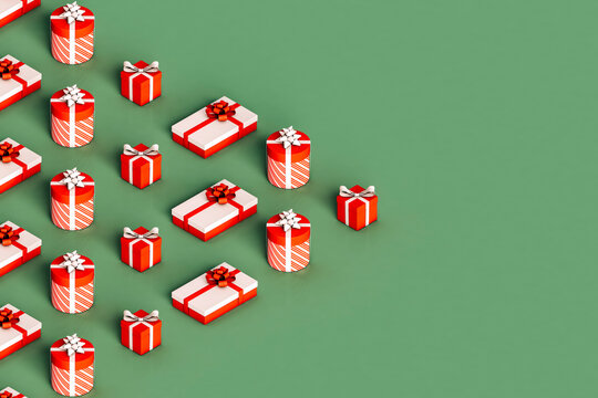 triangle from christmas gifts on green