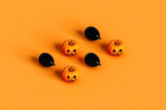 rectangle from Halloween pumpkin and black balloon