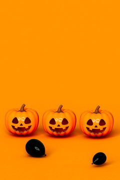 three Halloween pumpkin 
