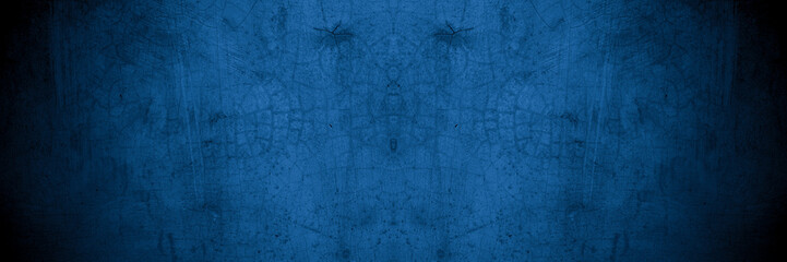 Obraz premium Old wall pattern texture cement blue dark abstract blue color design are light with black gradient background.