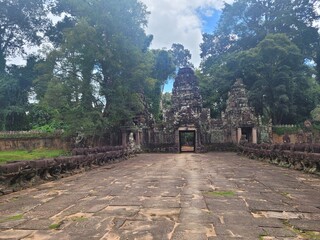 Cambodia. Preah Khan temple. Siem Reap city. Siem Reap province. An ancient Buddhist temple built...