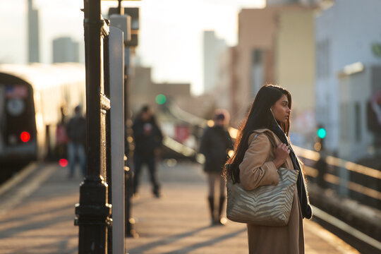 Woman Waiting For Train