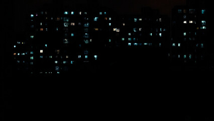 Lighted windows at night